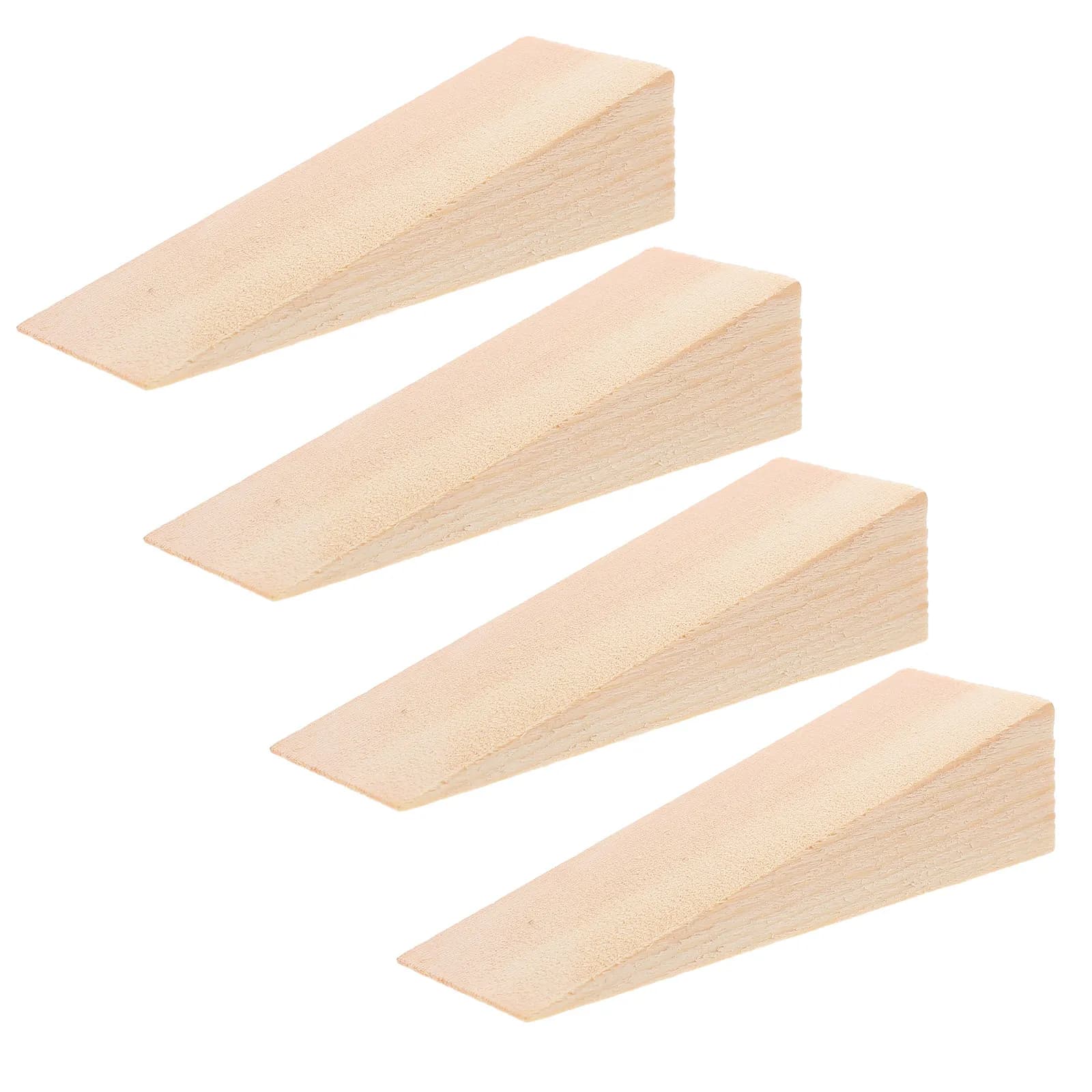 Set di 4 Piccoli Fermaporte Triangolari in Legno per Guide Scorrevoli, Protezione per Sedie e Pavimenti, Fermo Porta con Finitura Liscia