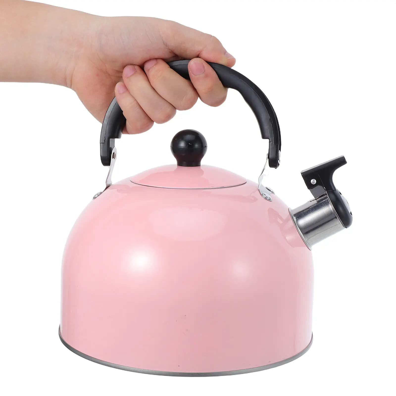 Bollitore a fischio da 3L in acciaio inossidabile per fornello, con manico pieghevole, fondo piatto, riscaldamento rapido, fischio sonoro, non elettrico
