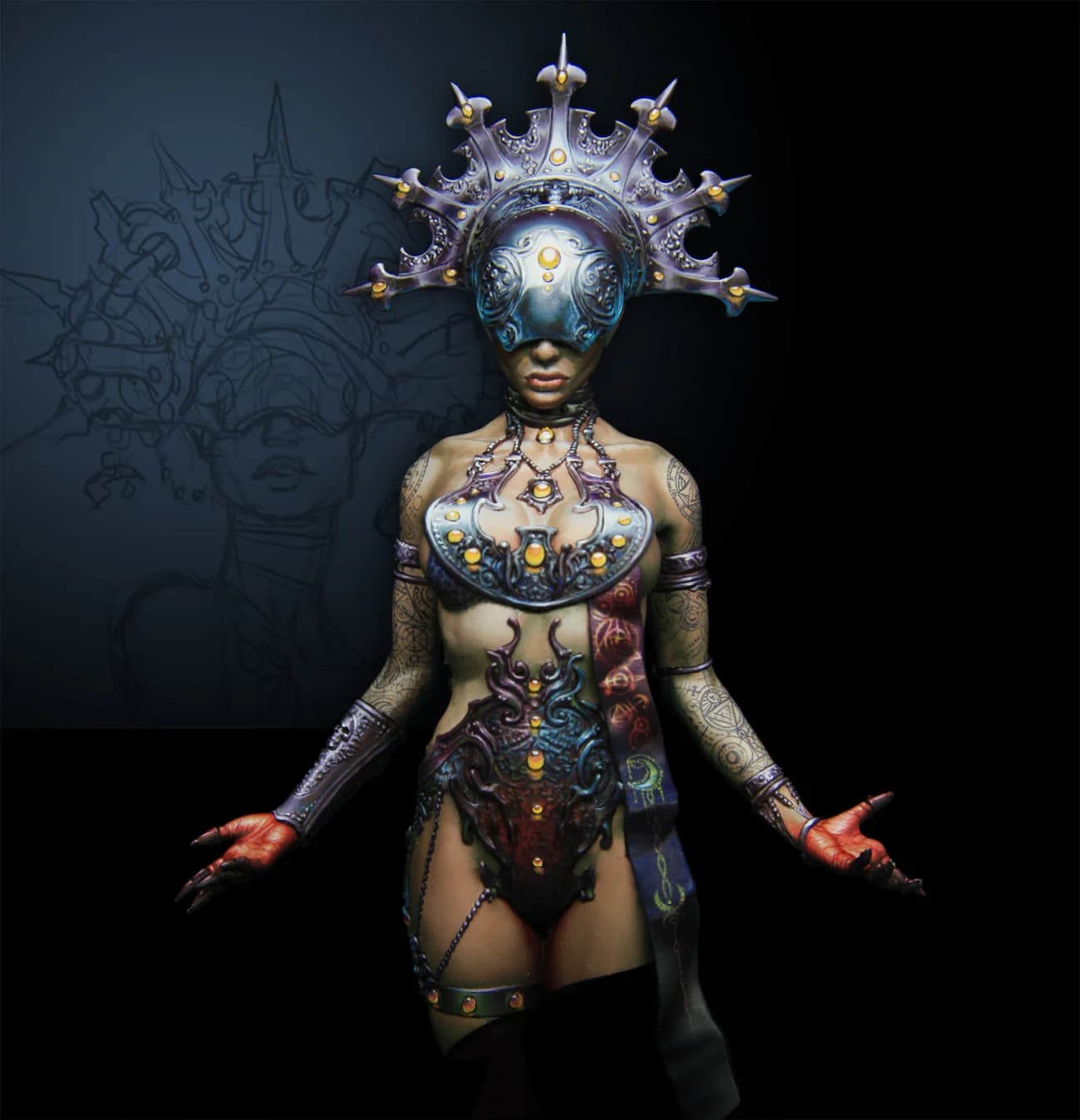 Figura modello in resina Busto, Genesis, GK, Elefante, Tema fantasy, Kit non assemblato e non verniciato