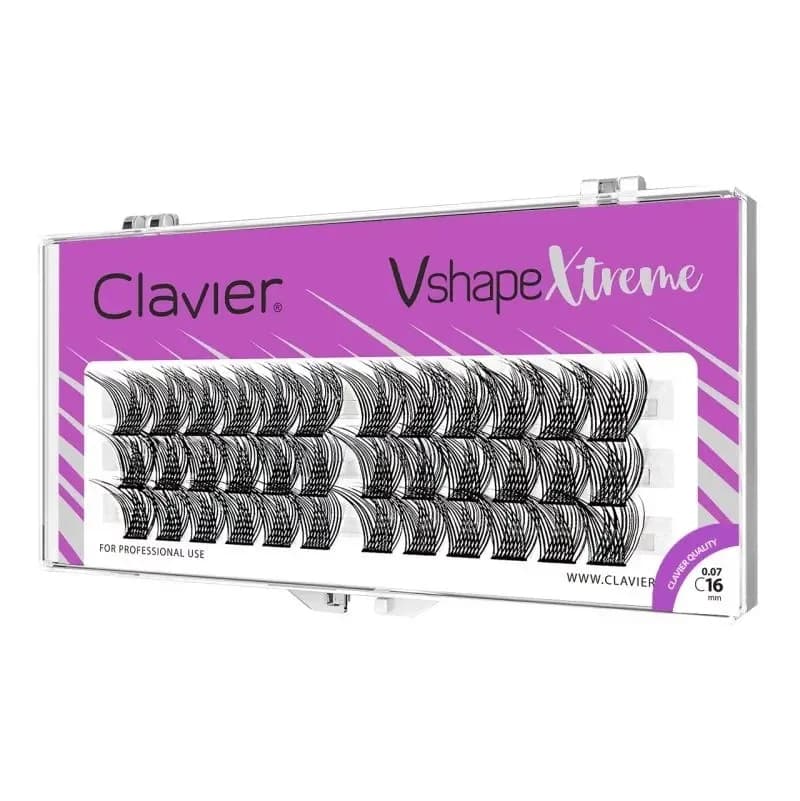 CLAVIER Nuovo arrivo Vshape Xtreme Cluster Ciglia C curling 48 Cluster in un vassoio Gambo largo Ciglia individuali