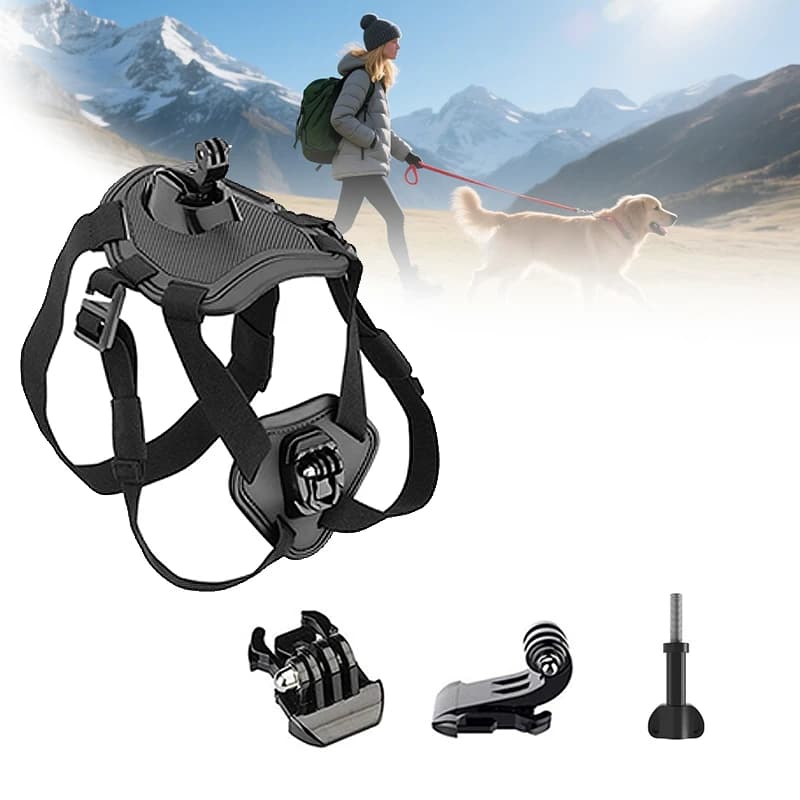 Dog Harness Soft and Adjustable for GoPro Hero 13 12 11 10 9 for DJI OSMO Action 6/5Pro 4 3 Insta360 X5 X4 X3 Cam