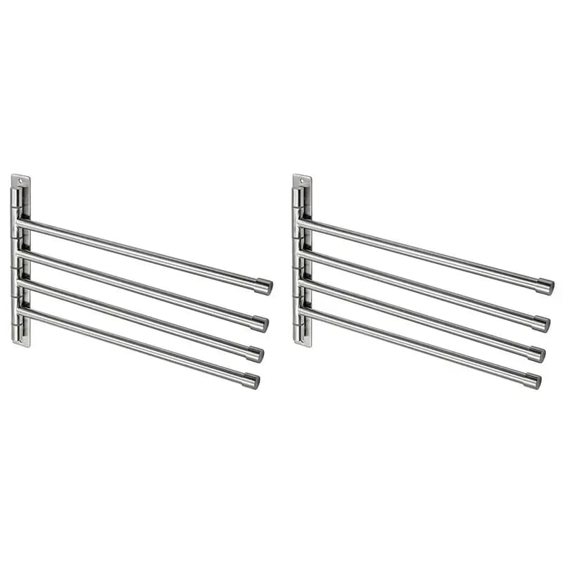 【LIMITED TIME DISCOUNT】2X Wall Mounted Swing Towel Bar - Stainless Steel Bath Towel Rod 4-, Bathroom/Kitchen Swivel Towel Rac