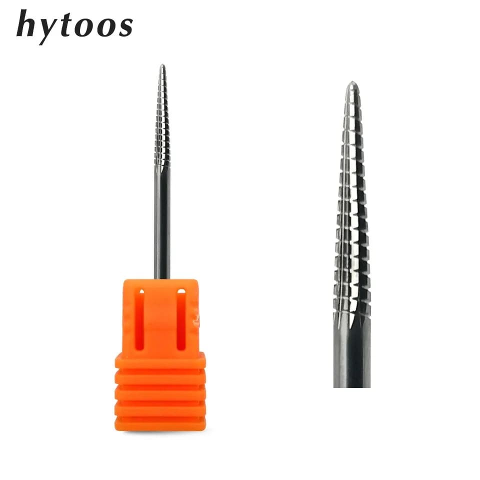 Punte per trapano per unghie in carburo a cono HYTOOS frese per Manicure rotanti accessori per unghie per la rimozione del Gel