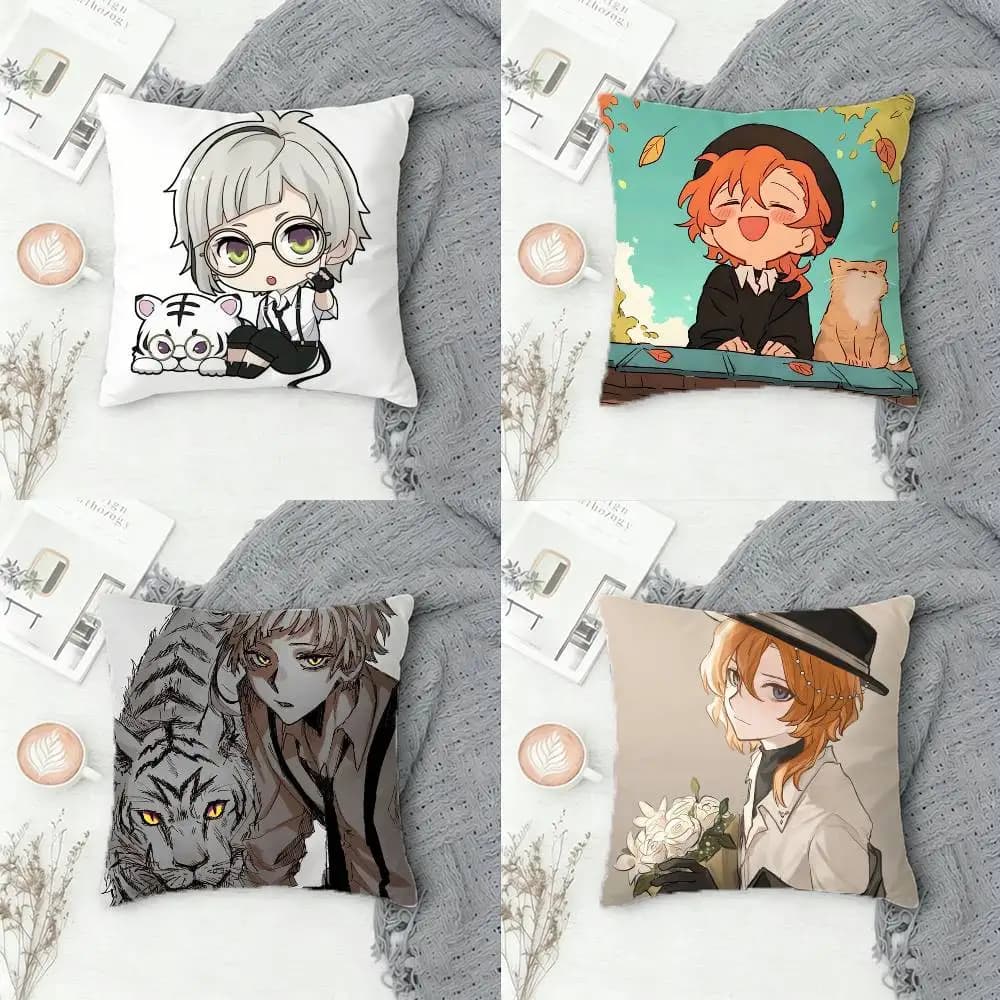 B-Bungou Stray Dogs-s Federa per cuscino quadrata stampata su entrambi i lati, federa decorativa per divano, camera da letto, comodino
