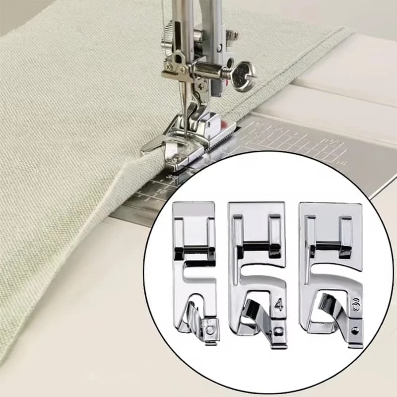 Set piedino per orlo arrotolato stretto da 3 mm, 4 mm 6 mm per macchina da cucire Singer