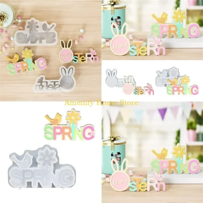 1Pc New Advanced Easter Letter Silicone Molds for Epoxy Resin Casting DIY Soap Chocolate Making Handicraft Home Party Decoration