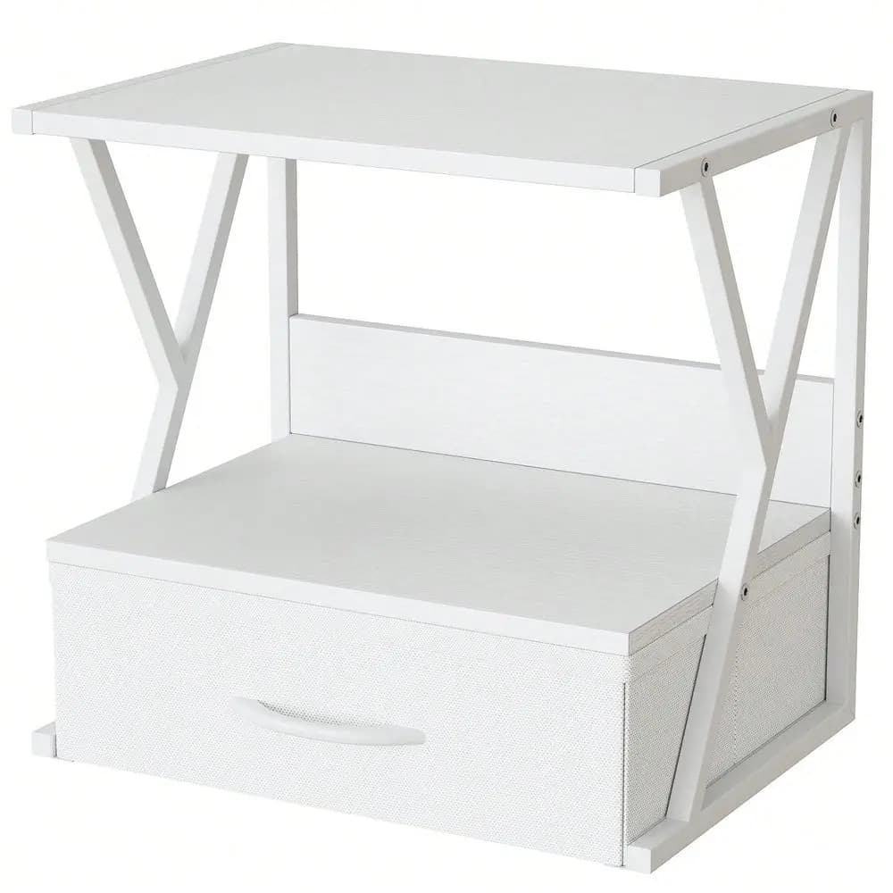 Supporto per scrivania con cassetto portaoggetti, ripiano a 2 livelli da scrivania o sotto scrivania, organizer da scrivania multiuso per ufficio domestico, adatto per fax.