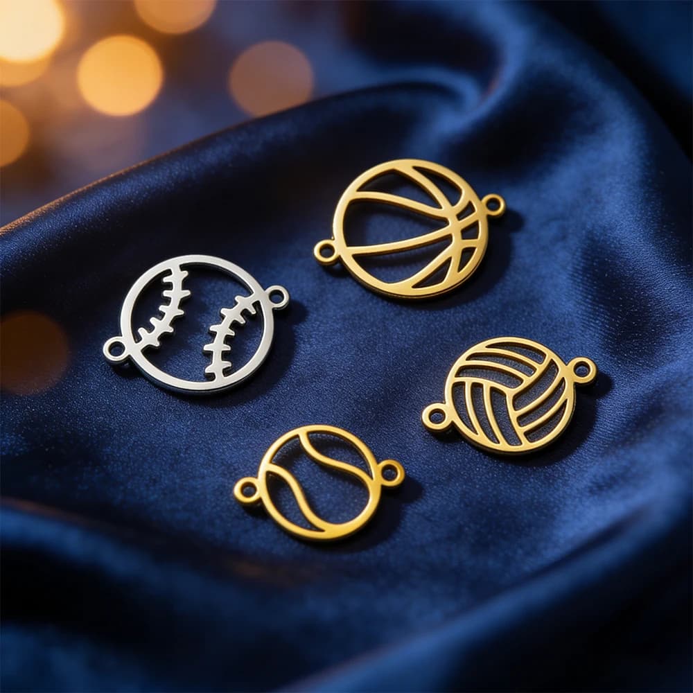 EUEAVAN Set of 5 Stainless Steel Pendants in Balloon Shape, Baseball and Basket for Jewelry Creation