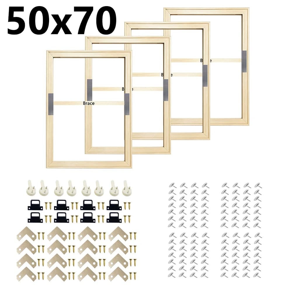 4pcs/pack of 50x70cm Canvas Stretcher Bars Wood Frame Kit for Canvas Picture Frames Prints Mounting Gallery Wrap Oil Paintings