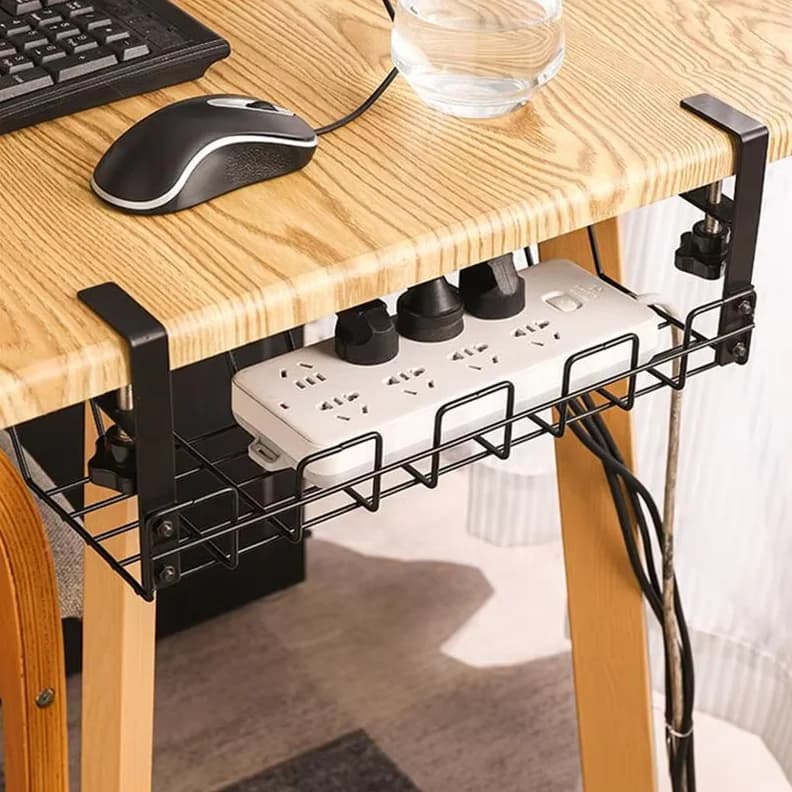 Under Desk Cable Rack Home Office Desk Wire Organizer No Punching Kitchen Rack Under Table Storage Rack Cable Management Tray