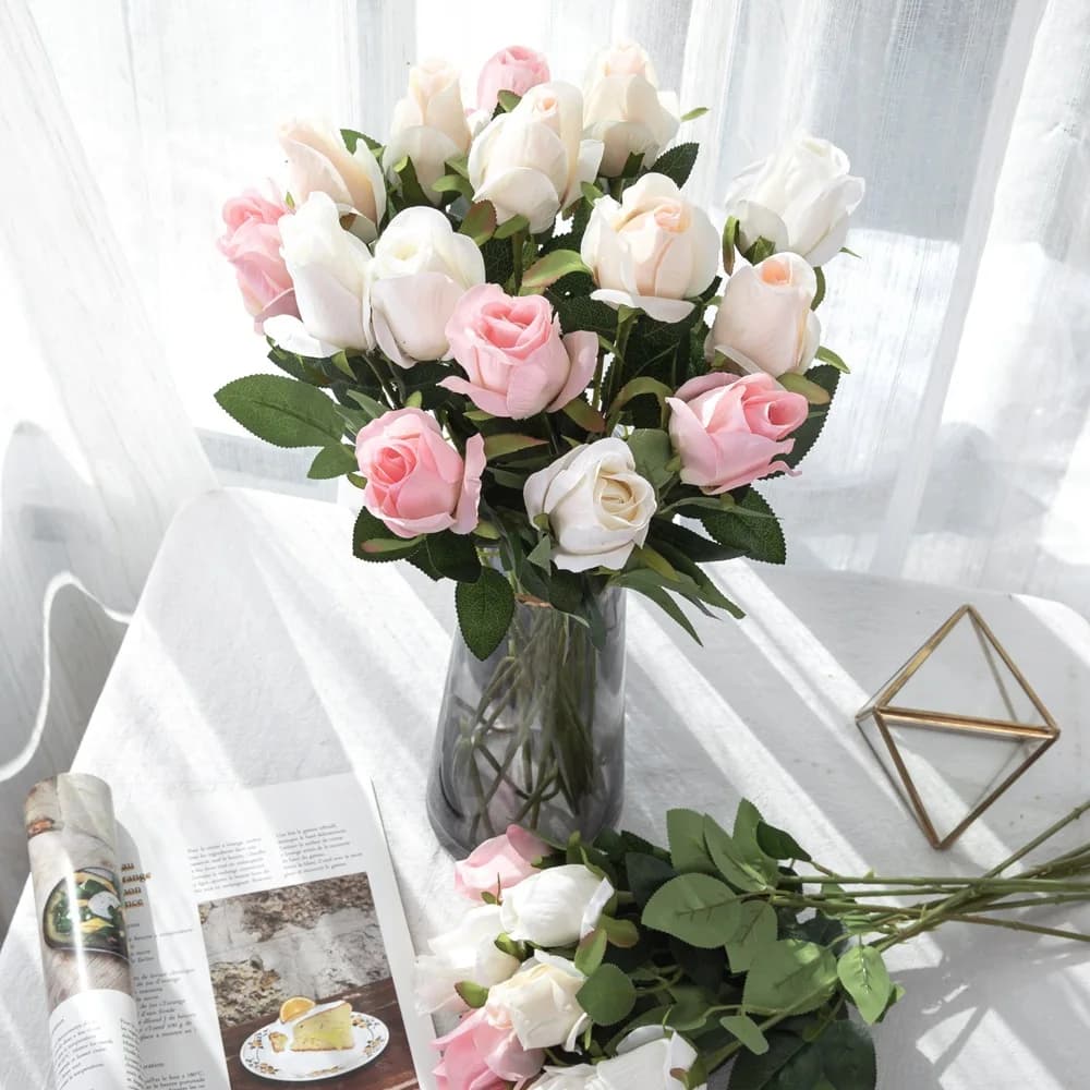 High Quality Artificial Single Branch Rose Silk Flower Valentines Home Decoration Ornaments Party Centerpieces Fake Plants Decor