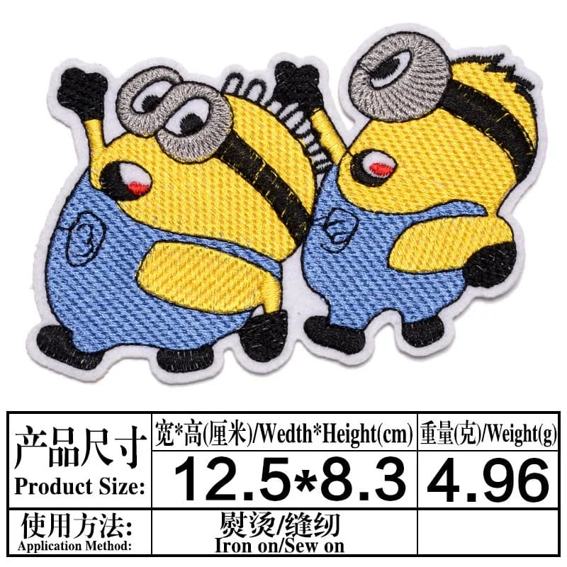 1Pcs Miniso Minions Embroidery Repair Patches Bag Jacket Jeans Decoration Cartoon Iron On Patches for Clothes Small Glue Sticker