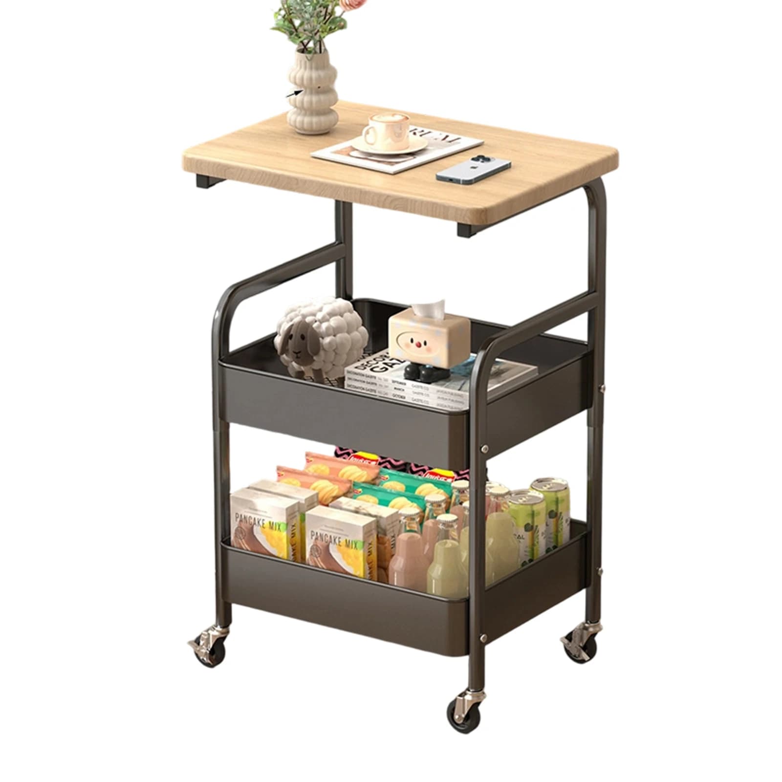 Carrello portaoggetti a 3 ripiani su ruote, scaffale mobile salvaspazio per cucina, bagno, lavanderia, porta spezie stretto