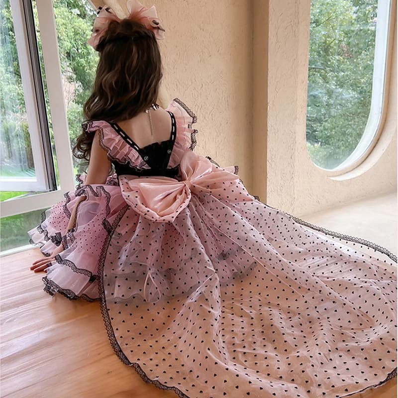 Vestito da Principessa Lolita per Bambina My Melody, Abito da Sera con Fiocco e Gonna in Tulle, Regalo di Compleanno