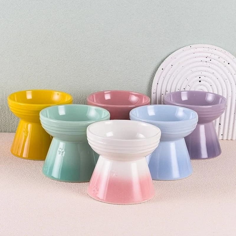 Pet tall bowl protects cervical spine cat food water bowl dog food basin