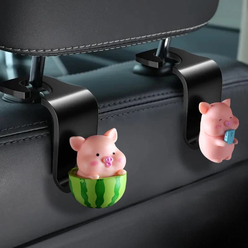 Cartoon Pig Duck sedile posteriore gancio posteriore supporto per poggiatesta gancio di stoccaggio organizzatore multifunzione accessori per interni Auto Auto