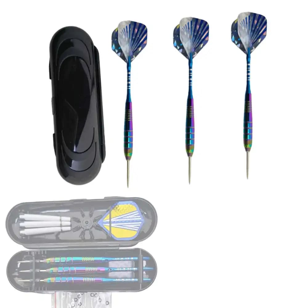 3-Pack 24g Steel Tip Darts Set Professional Rainbow Competition Darts with Case Heavy Metal Barrel for Training Tournament Play