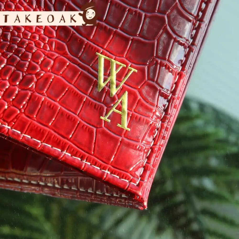 Luxury Crocodile Grain Pu Passport Sleeve with Custom Gold Hot Stamped Initials Multi Slot Travel Document Wallet Corporate Gift