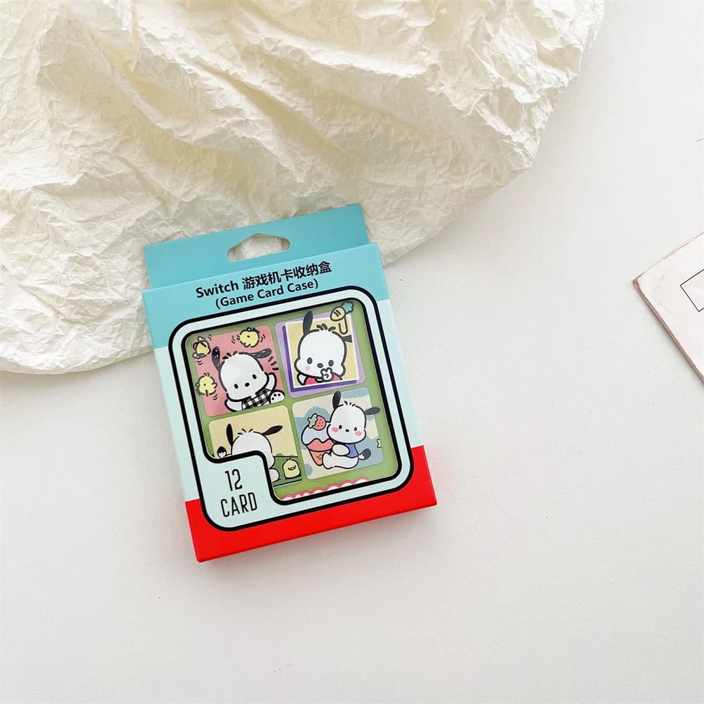 12 in 1 per Nintendo Switch Lite Oled Hard Game Card Case Storage Box per schede di memoria Micro SD Pochacco Kitty Cinnamoroll