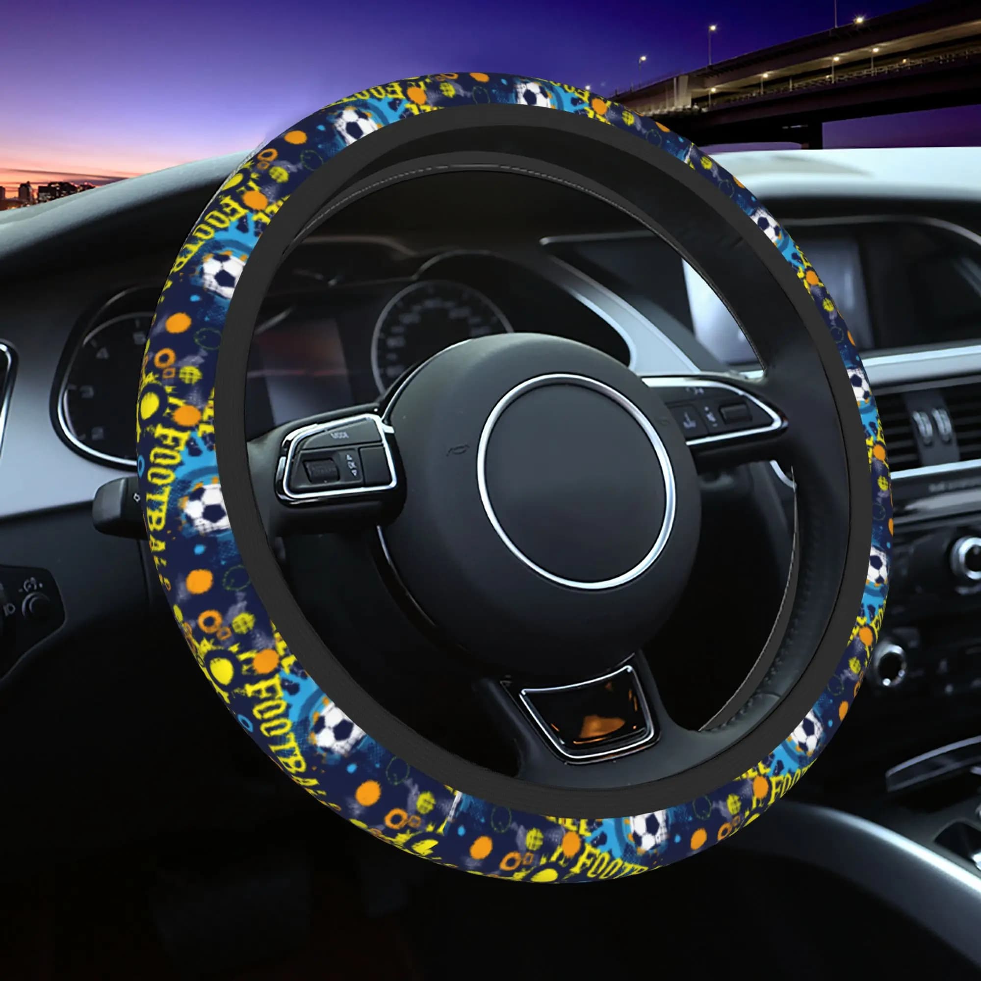 Cartoon Soccer Ball Football Car Steering Wheel Cover 38cm Soft Auto Steering Wheel Protector Fashion Car Accessories