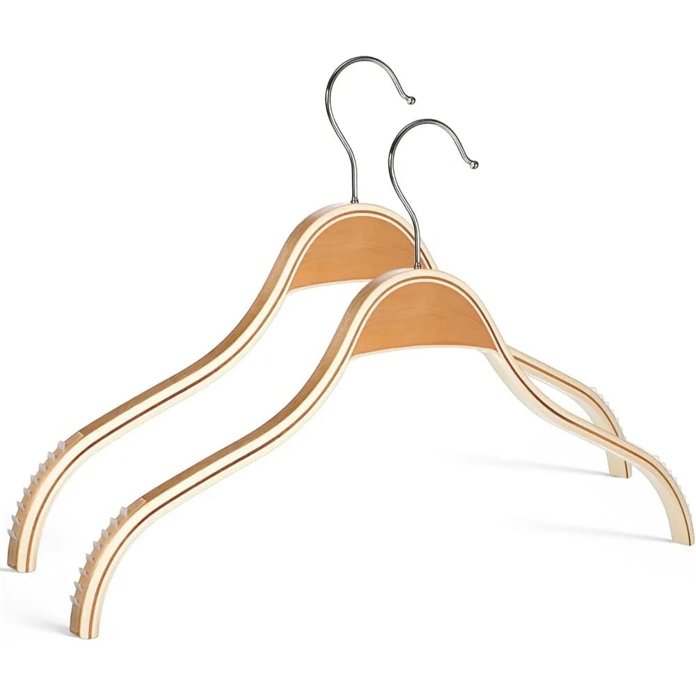 14.5 Inch Natural Beechwood Hangers with Non-Slip Design for Clothes, Enhancing Closet Organization