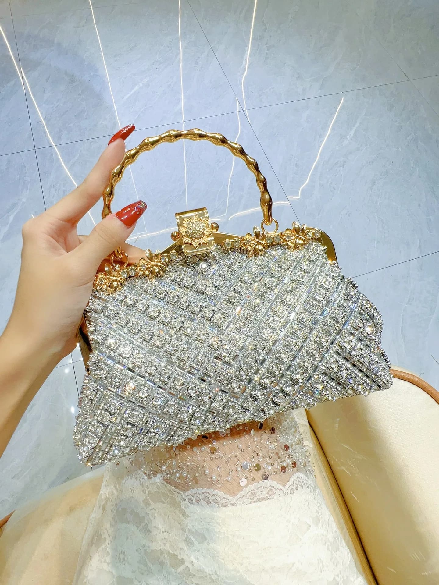Borsa da sera con diamanti strass lucidi in cristallo di lusso Borsa da donna con glitter Borsa a tracolla con pochette per festa di nozze 2025 Nuovo