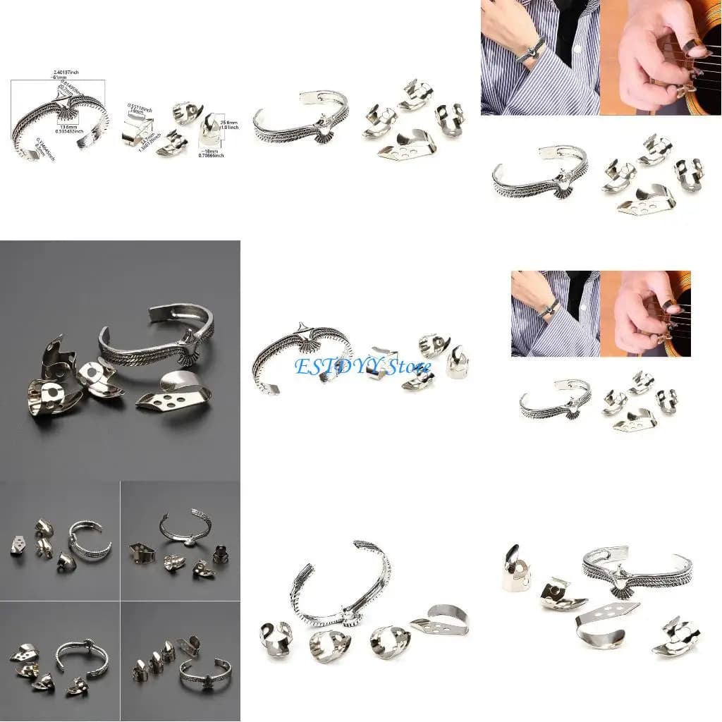 G6de Metal Thumb Finger Picks per chitarra con braccialetto per chitarra Ukulele Banjos Bass