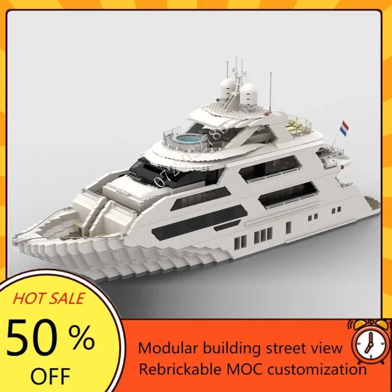 4657PCS Personalizzato MOC Super Yacht Modello di Nave da Guerra Set Tecnico Assemblaggio FAI DA TE Creativo Per Bambini Assemblaggio Puzzle Giocattolo Regalo di Natale
