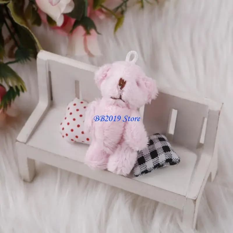 Q0kb da 2,3 "mini bambole orso congiunte adorabili peluche per peluche Ornament Women Borse Decors Kids Student Backpack Sergant