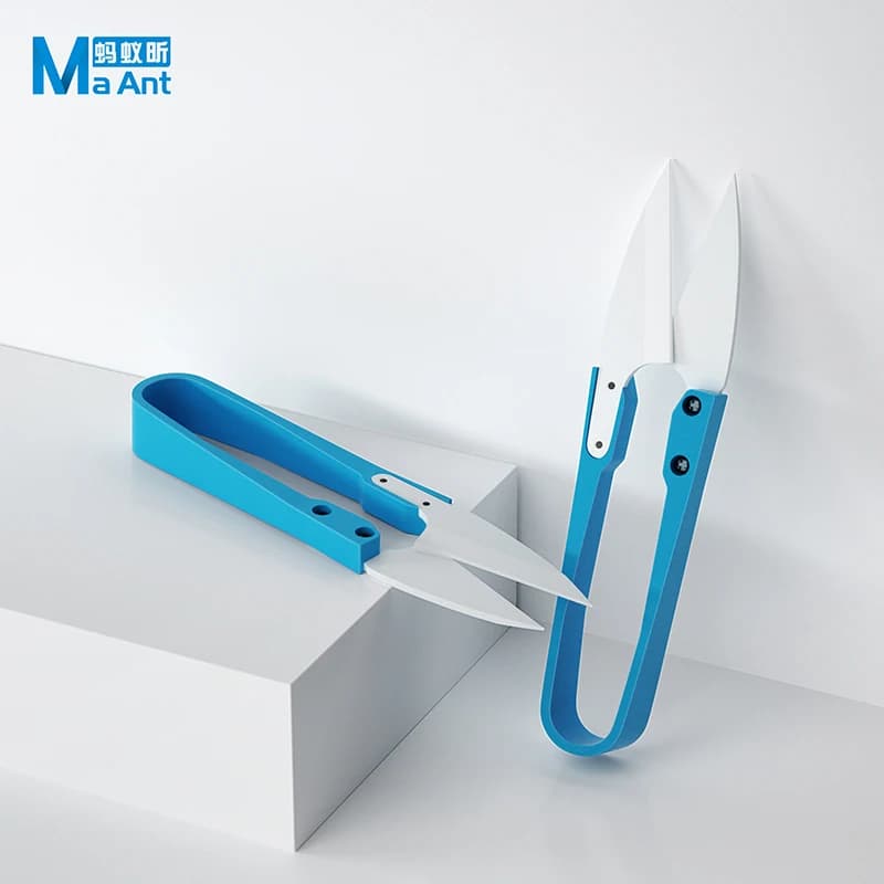 Forbici a U in ceramica blu isolate MaAnt per cavo batteria del telefono cellulare Taglio speciale su misura non conduttivo