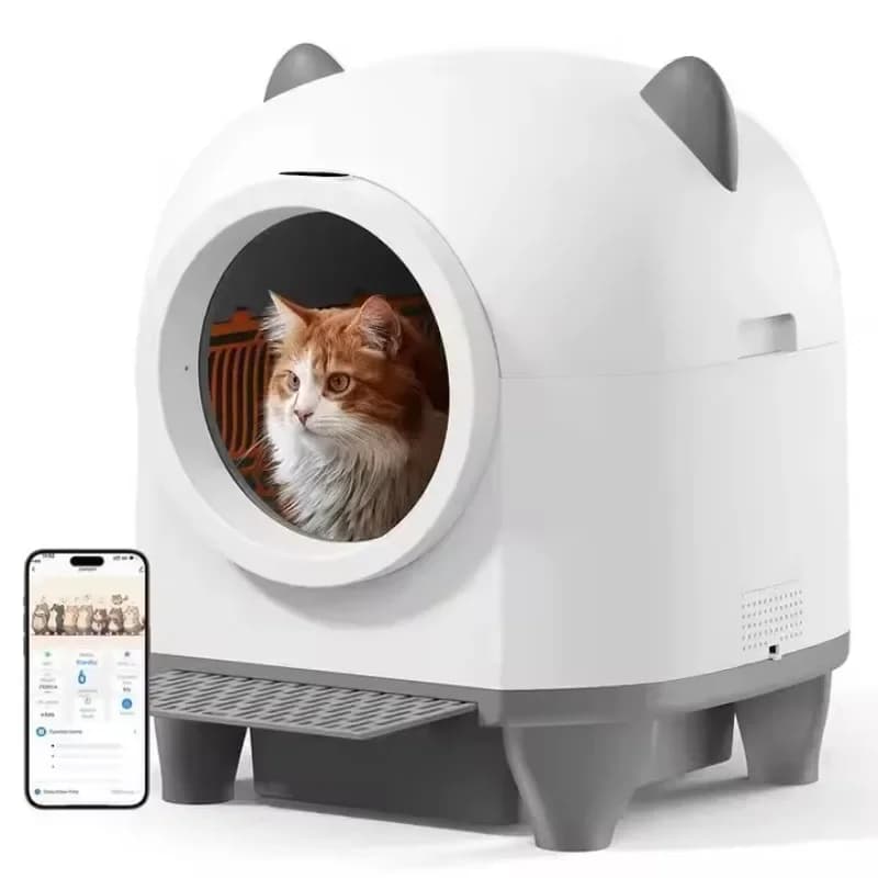 Lettiera per Gatti Autopulente OEM, Toilette Robot Intelligente per Gatti con Controllo APP, Lettiera Automatica Autopulente da 80L
