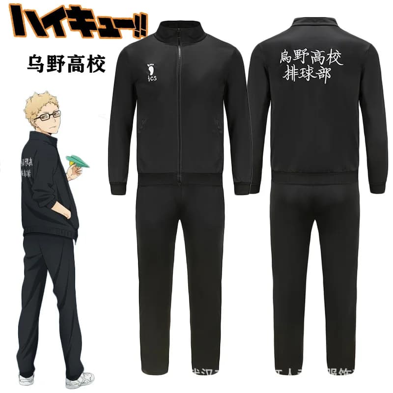 Anime Haikyuu giacca Cosplay cappotto Haikyuu nero abbigliamento sportivo Karasuno liceo pallavolo Club uniforme costumi Cosplay