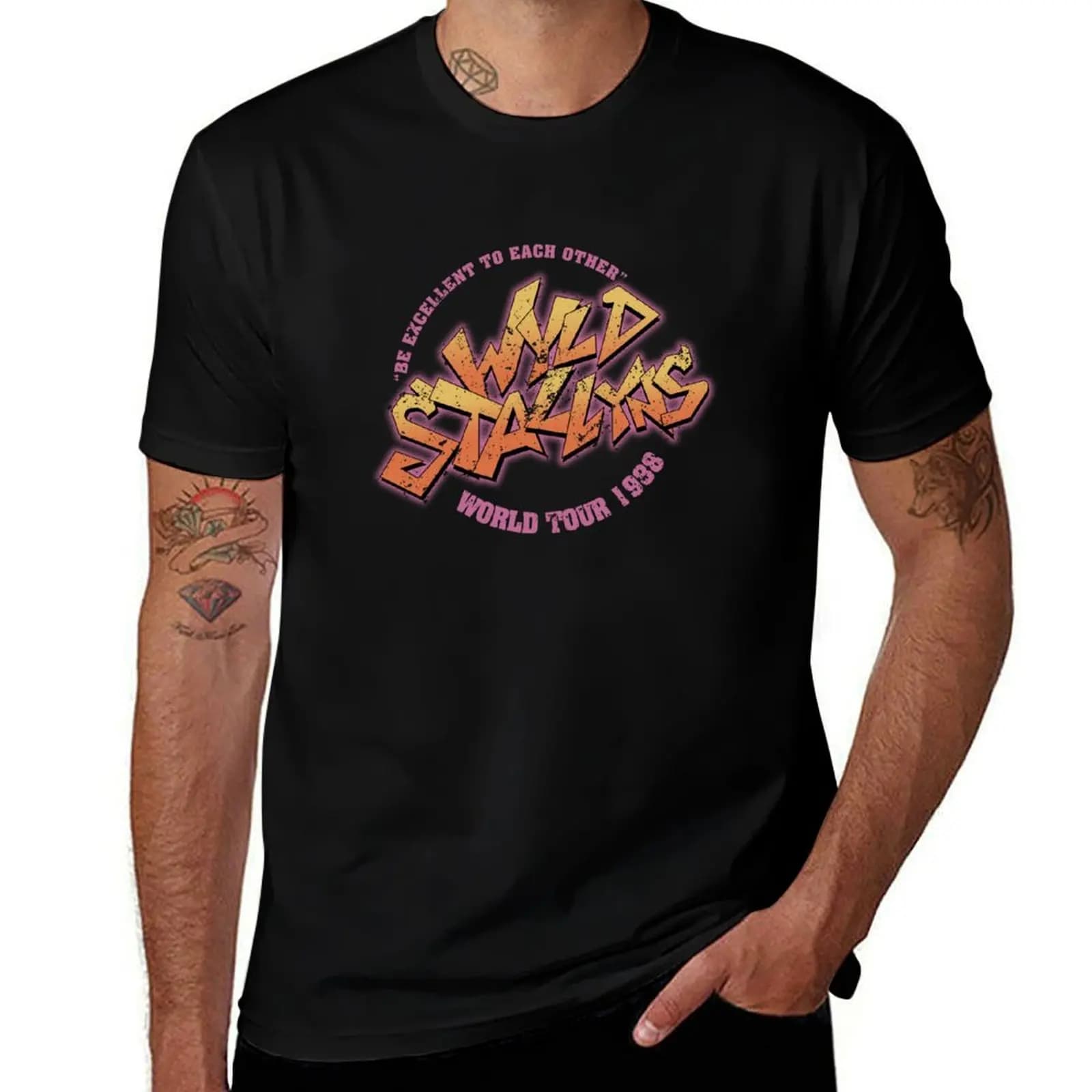 Wyld Retro Funny Tour Stallyns film anni '80 T-shirt maglietta grafica oversize magliette grafiche da basket magliette bianche da uomo ad asciugatura rapida