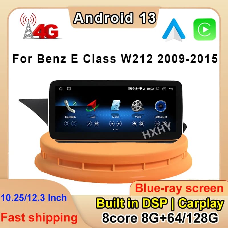 12.3 pollici Android 13 8Core 8 + 128G Per Mercedes Benz Classe E W212 2009-2015 Lettore video per auto di navigazione Bluetooth