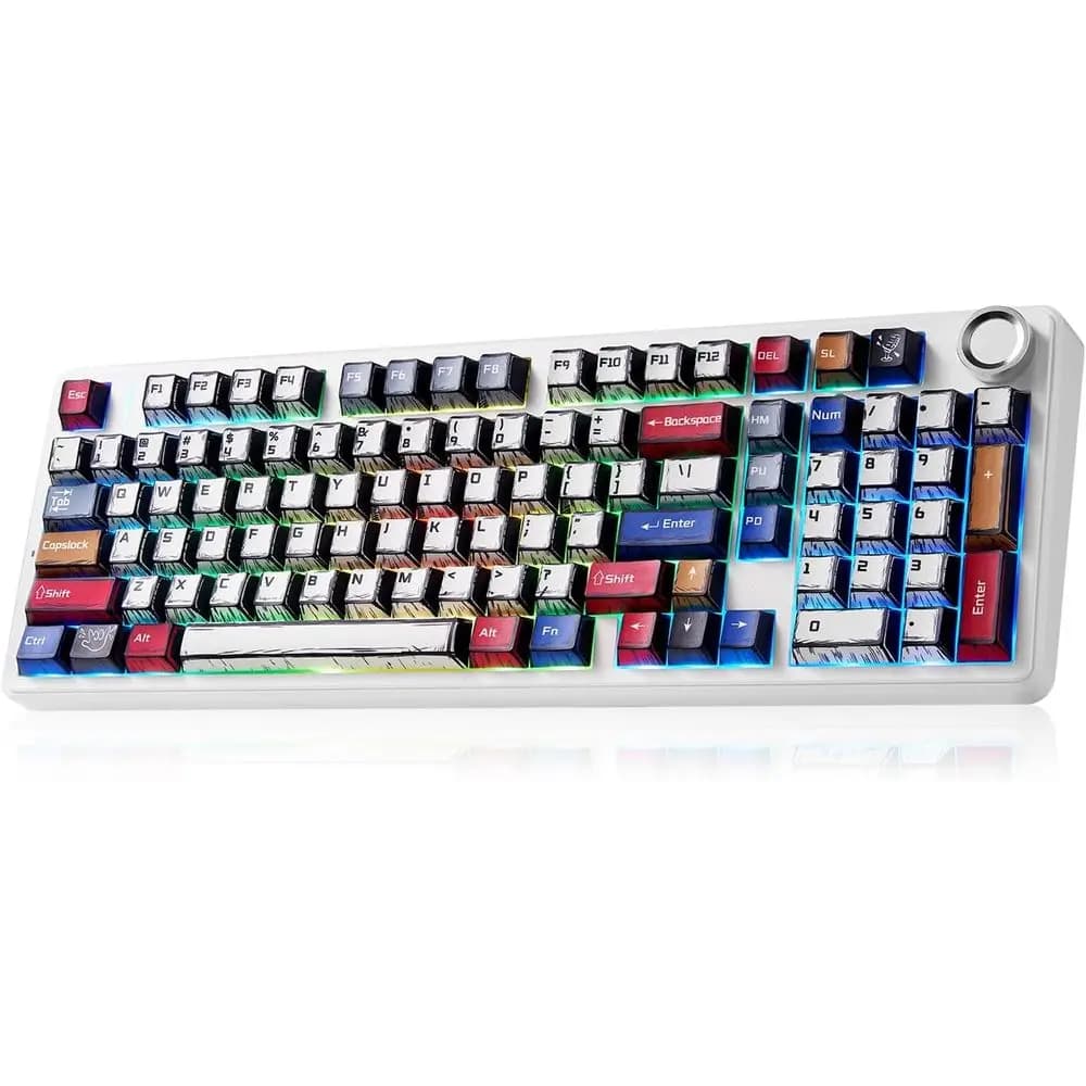 Tastiera Meccanica Pro con Retroilluminazione RGB, Hot Swappable, Sensazione Cremosa Personalizzabile, Bluetooth 5.0/2.4GHz/USB-C, Switch Pre-lubrificati, PBT