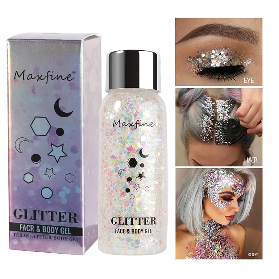 Paillettes glitter gel for the body, long-acting face, eyes, hair, late-year dance, mermaid dances, not easy to remove make-up