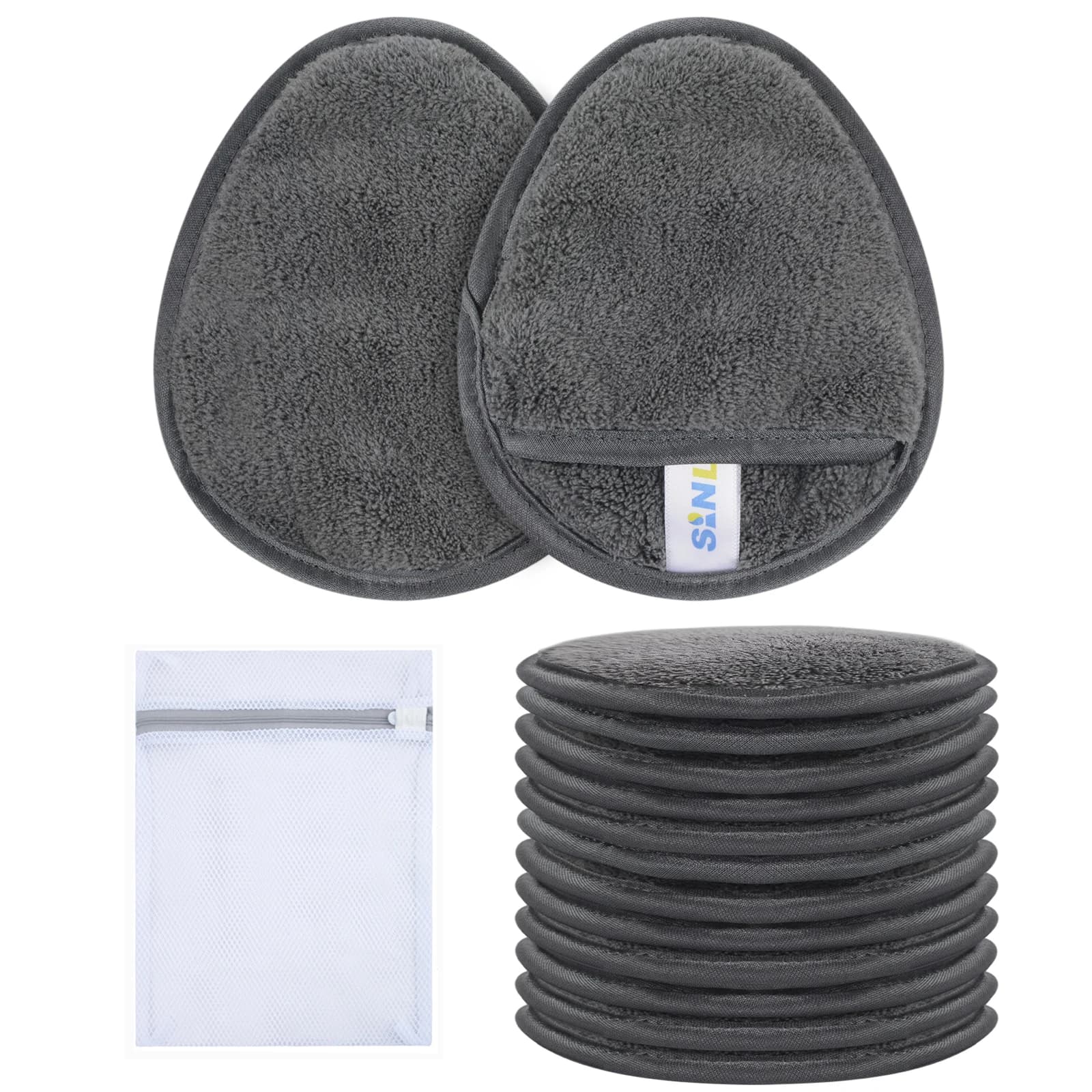 Cuscinetti struccanti riutilizzabili SINLAND per viso, occhi, labbra panni detergenti per il viso delicati in microfibra con sacchetto della biancheria