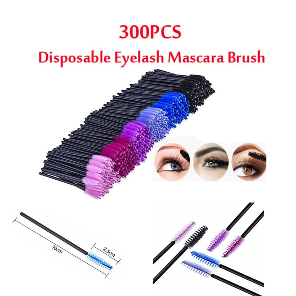 300 Pieces Disposable Sliding Brushes for Multicolor Mascara, Eyelash Brushes for Separating and Curving, Eye Makeup Applications for Salon and Home Use