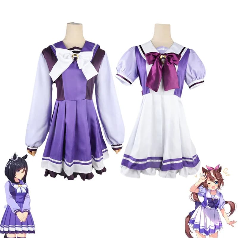 Costume Cosplay Anime Pretty Derby Uma Musume, Parrucca, Coda e Orecchie di Tokai Teio, Abito per Donna, Outfit per Festa di Halloween
