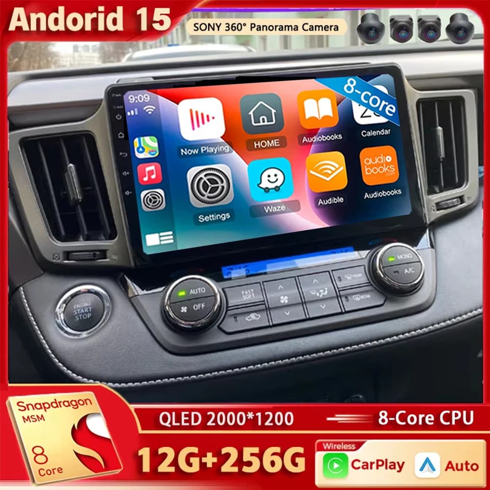 Android 15 For Toyota RAV4 4 XA40 5 XA50 2012-2018 2K QLED Stereo Autoradio Multimedia Video Player of Navigation AI Voice CarPlay
