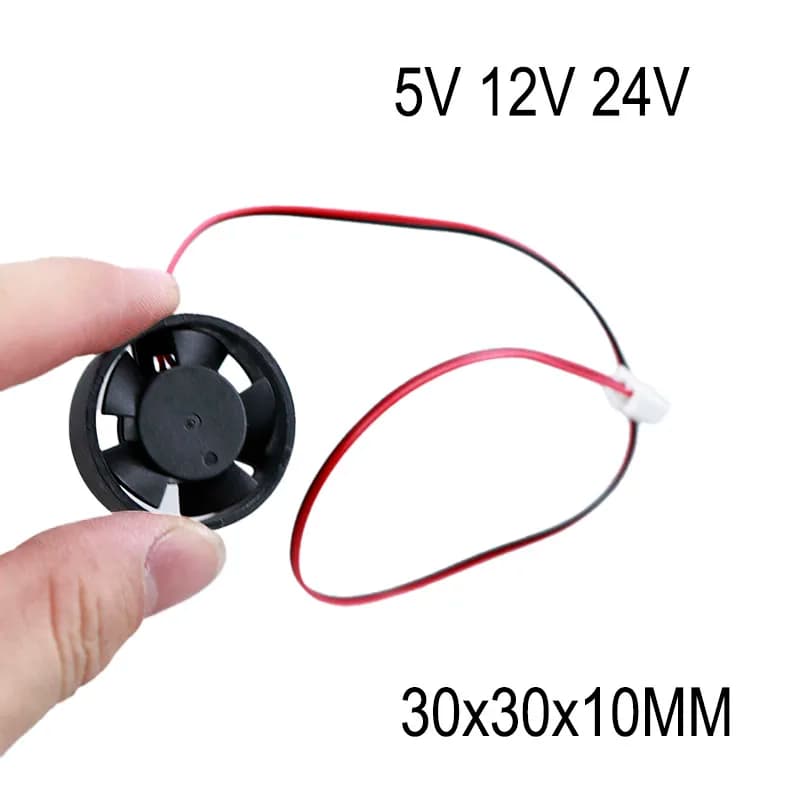 Ventola di Raffreddamento Rotonda 30x30x10MM DC 5V 24V 12V con Cavo 2pin xh2.54, Dissipatore di Calore per Stampante 3D