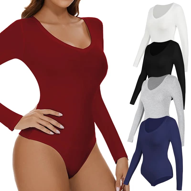 Body da donna sexy body shaper scollo a V tuta dimagrante biancheria intima termica invernale a maniche lunghe strato base traspirante senza cuciture