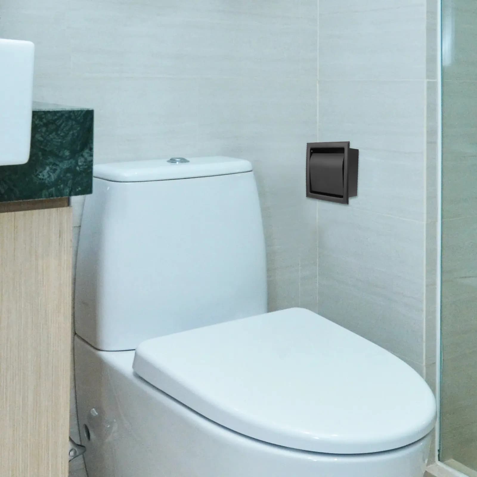 Portarotolo da bagno in acciaio inossidabile da 1 pezzo, design a incasso, organizer moderno per carta igienica, soluzione di archiviazione ordinata