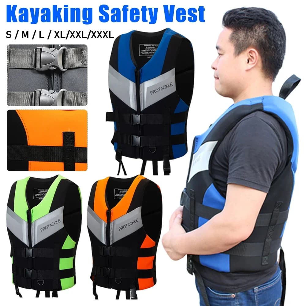 Giubbotto di salvataggio in neoprene Galleggiabilità Pesca Gilet da sci nautico Tuta di sopravvivenza resistente all'usura Giubbotto di salvataggio per sport acquatici per la pesca in nuoto