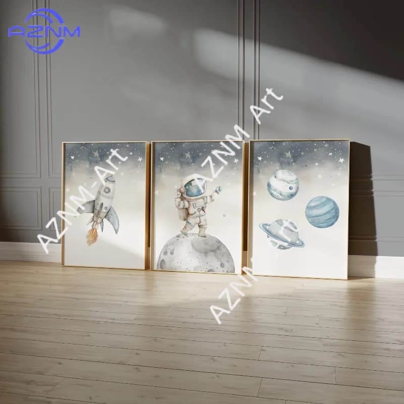 1/3Pcs Nursery Decor Space, Nursery Wall Art Space, Watercolor Space Nursery Prints, Astronaut Prints, Outer Space Prints