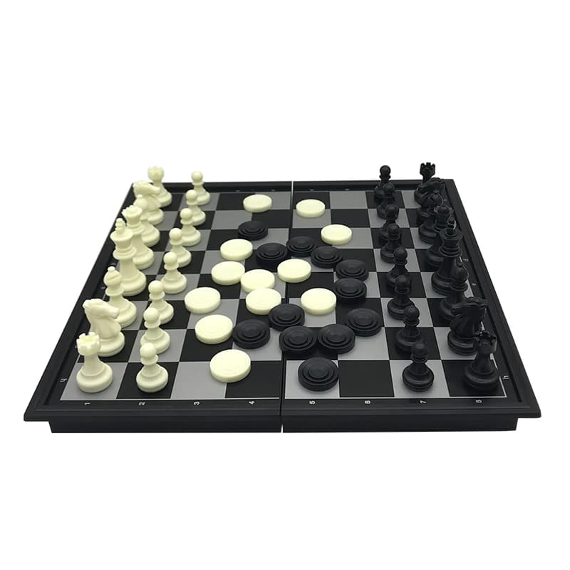 New Magnetic Folding Chess Game Set Checkers Plastic Chess Checkers Chessboard Table Games Entertainment Gift
