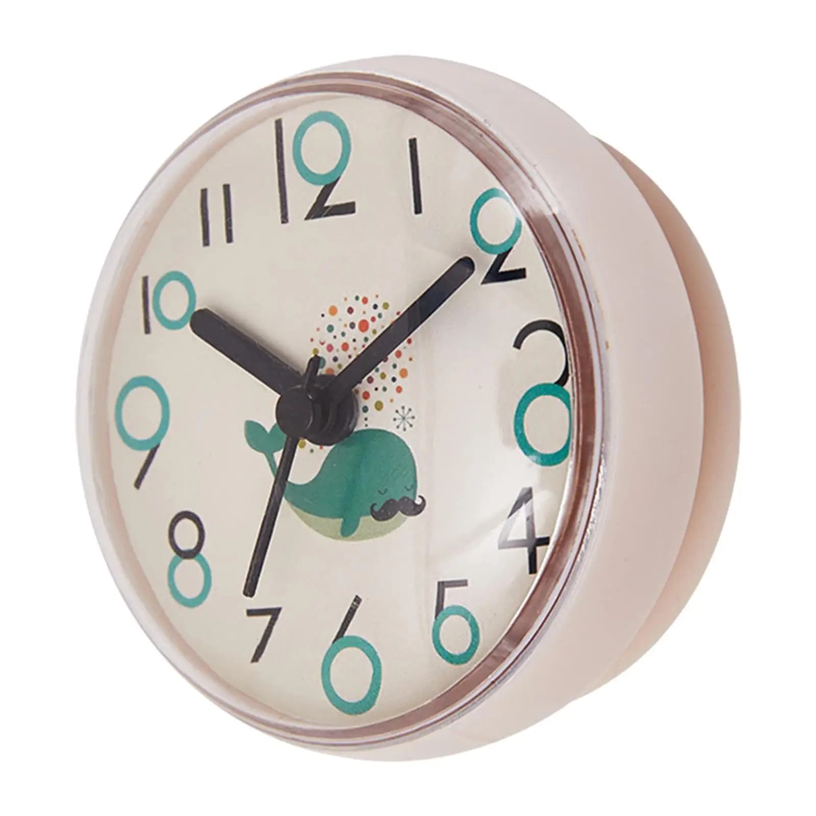 Waterproof Wall Clock with Suction Cup Silent Round Analog Timepiece for Bathroom Kitchen Shower and Toilet Decor