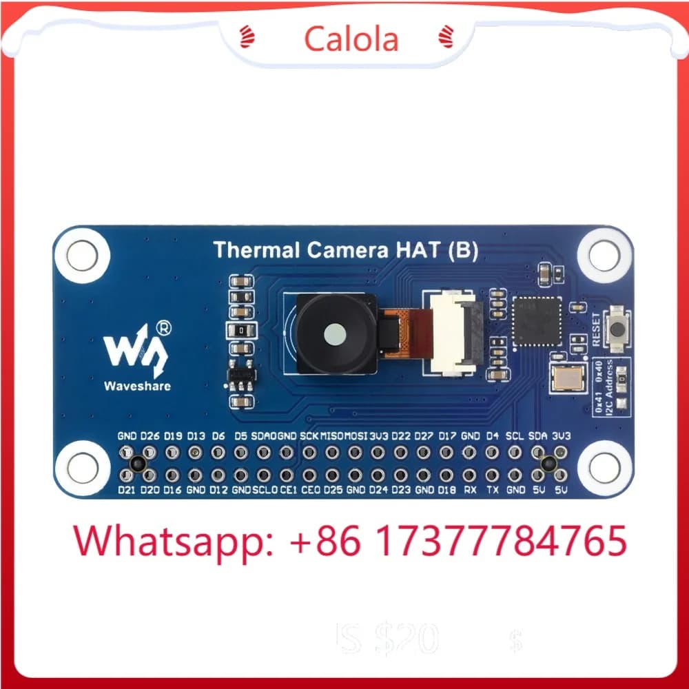HAT (B) per imaging termico a infrarossi a onda lunga per Raspberry Pi, 80×62 pixel