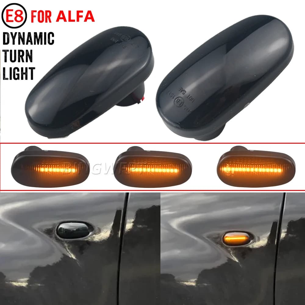 2 pezzi per Alfa Romeo Mito 955 147 GT 937 Fiat Bravo Mk2 dinamico LED luci di posizione laterali freccia indicatori di direzione lampeggianti lampeggianti