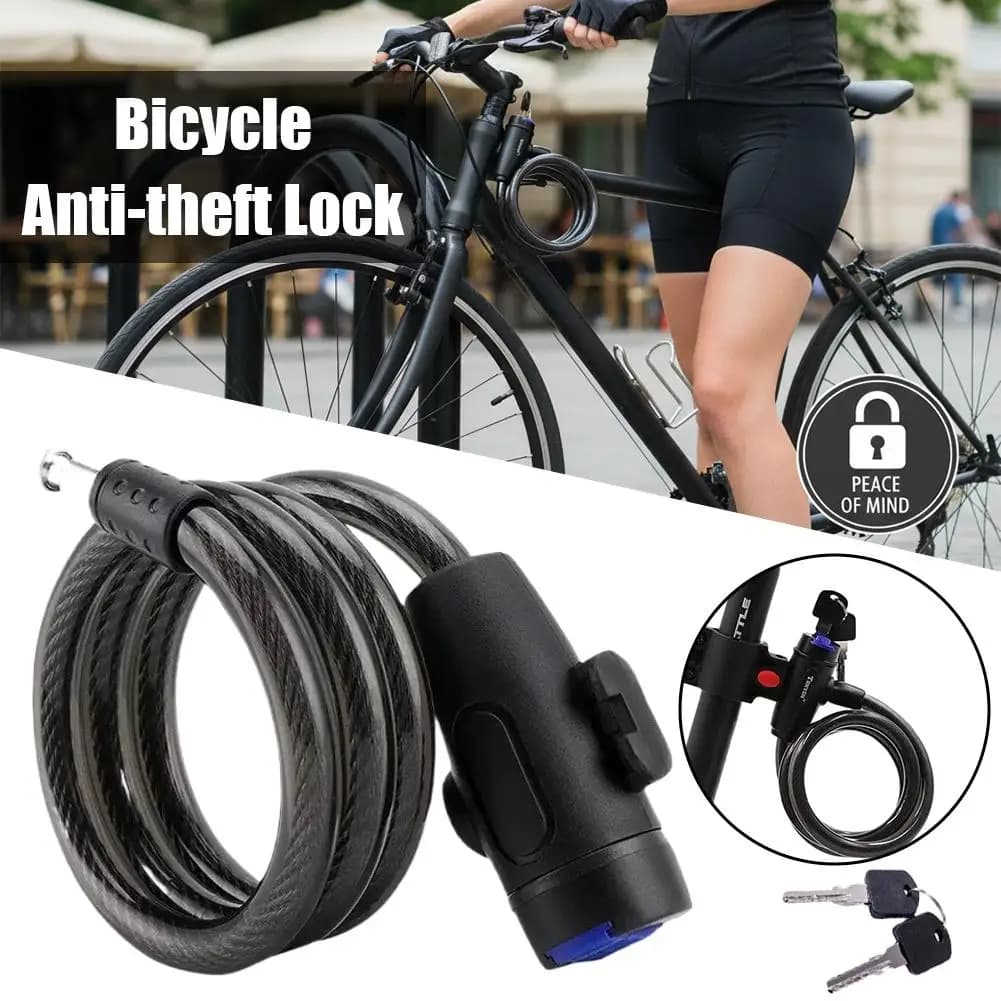 Universal Bicycle Lock Anti Theft Heavy Duty Steel Cable Chain Lock With 2 Keys For Motorcycle Electric Bike